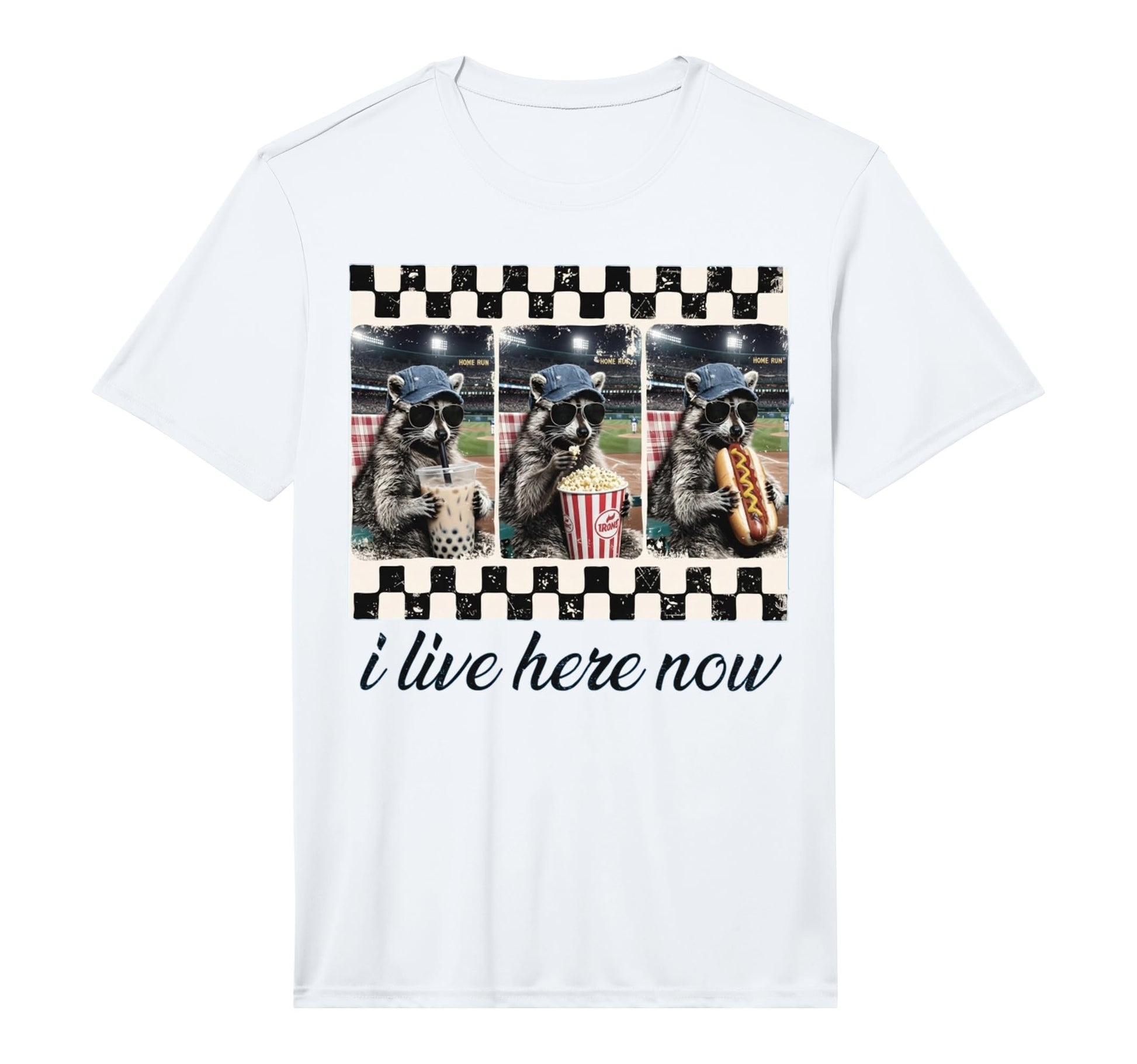 Mens I Live Here Now Racoon Funny T-Shirt - Novelty Apparel for Adults - T-Shirt, Sweatshirt, Hoodie