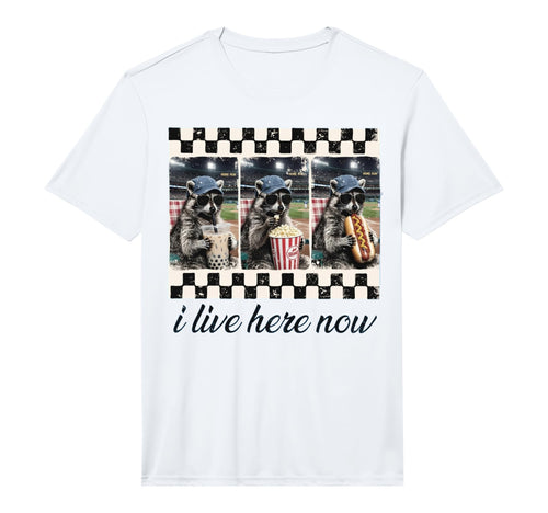 Mens I Live Here Now Racoon Funny T-Shirt - Novelty Apparel for Adults - T-Shirt, Sweatshirt, Hoodie