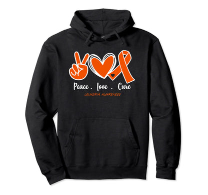 Peace Love Cure Leukemia Awareness Hoodie - Trendy Graphic for Adults - T-Shirt, Sweatshirt, Hoodie