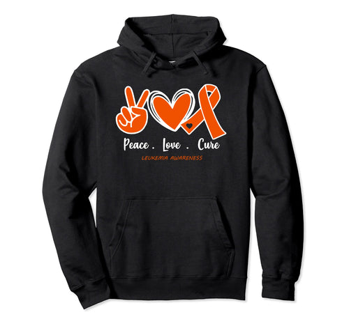 Peace Love Cure Leukemia Awareness Hoodie - Trendy Graphic for Adults - T-Shirt, Sweatshirt, Hoodie