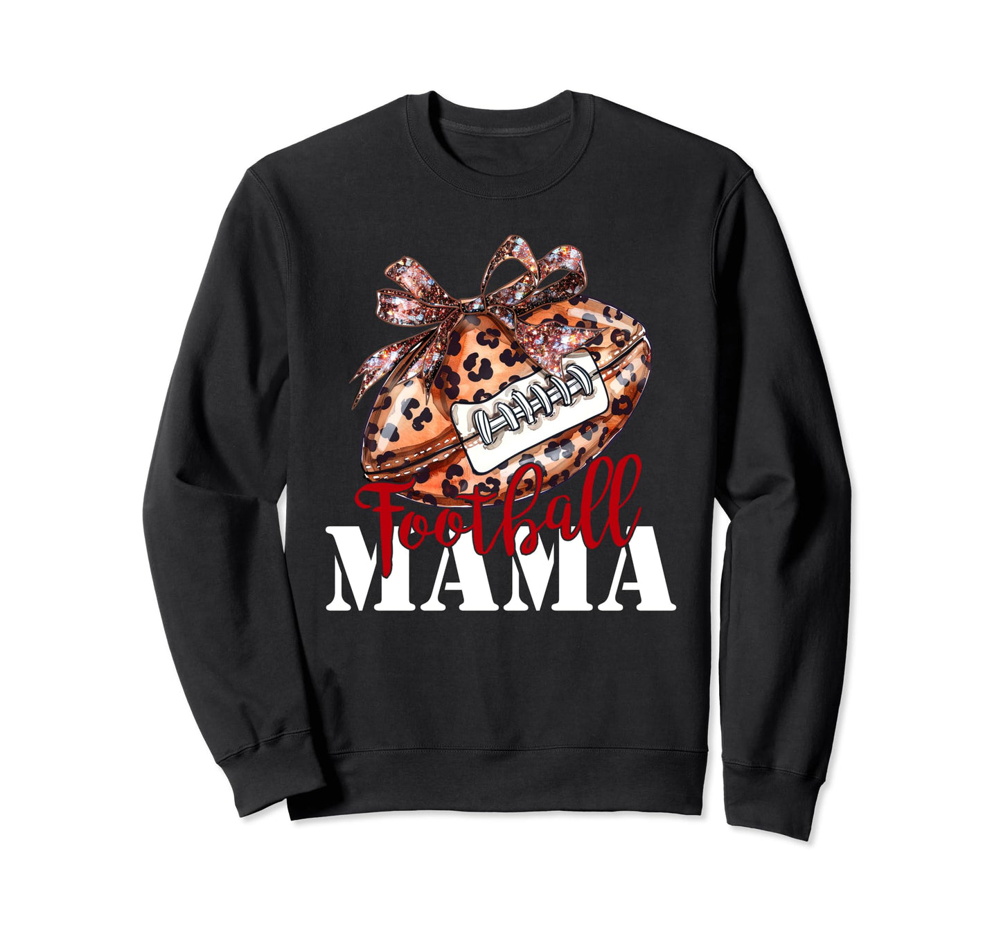 Leopard Cheetah Football Mom Mama Sweatshirt - Trendy Graphic Men Women - T-Shirt, Sweatshirt, Hoodie