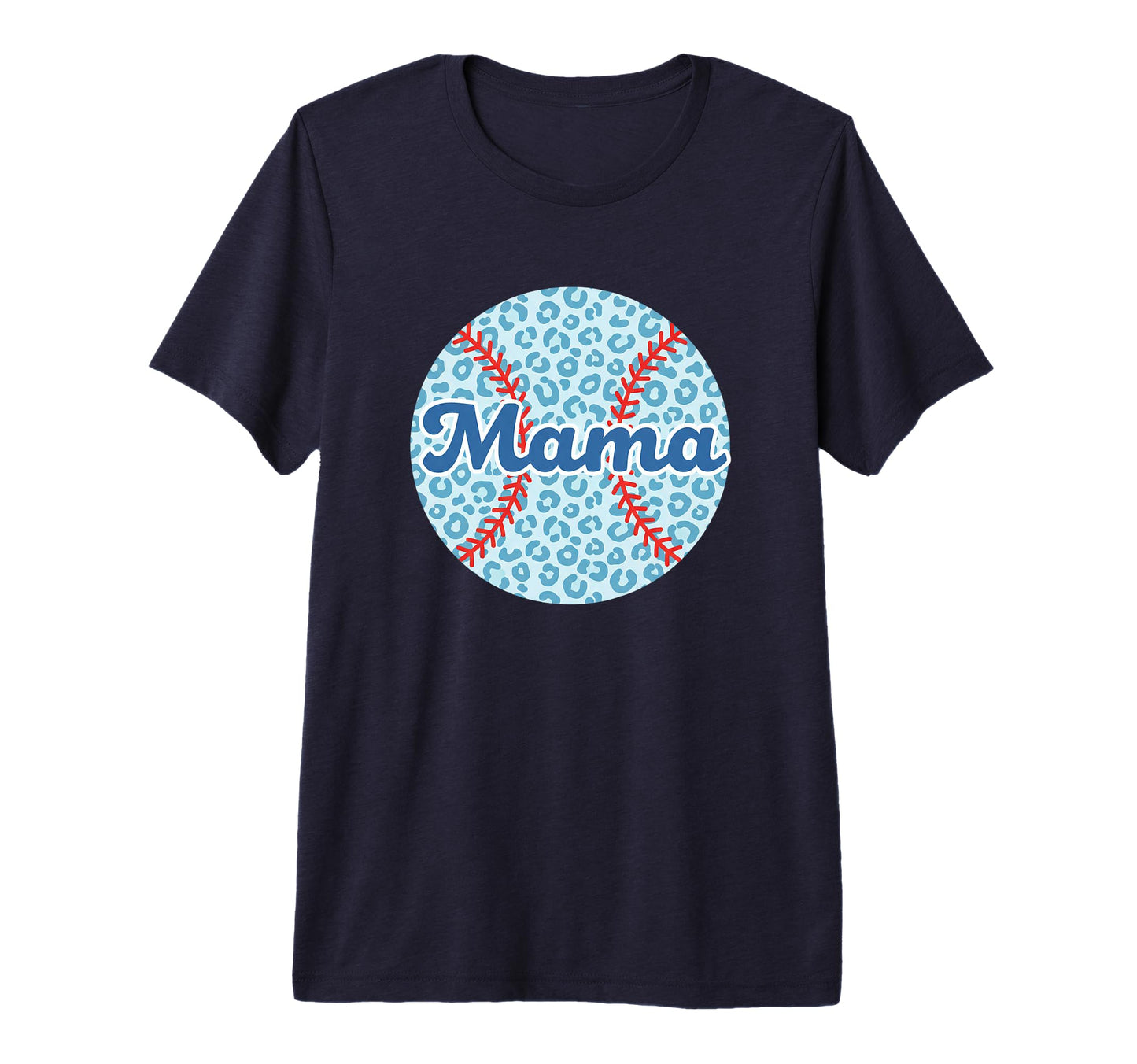 Mama Leopard Baseball Mom Circle Tri T-Shirt - Custom Art Print Men Women - T-Shirt, Sweatshirt, Hoodie