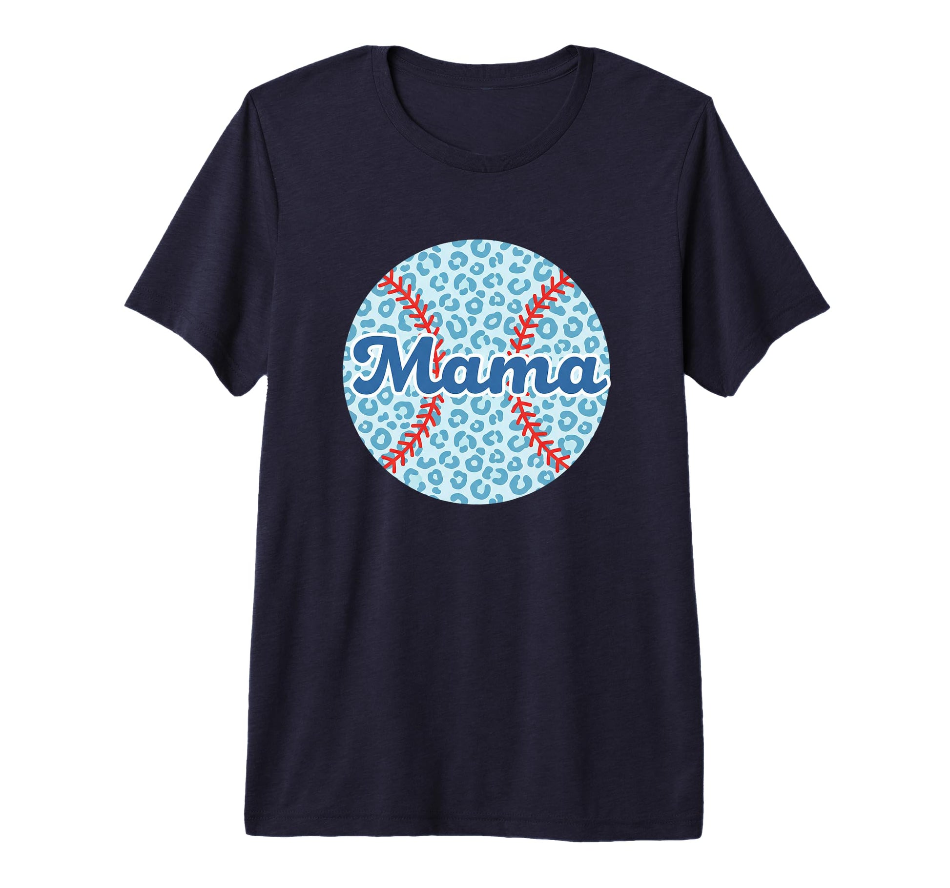 Mama Leopard Baseball Mom Circle Tri T-Shirt - Custom Art Print Men Women - T-Shirt, Sweatshirt, Hoodie