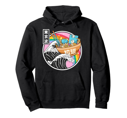 Computer Ramen Noodles Great Wave Hoodie - Streetwear Style for Adults - T-Shirt, Sweatshirt, Hoodie