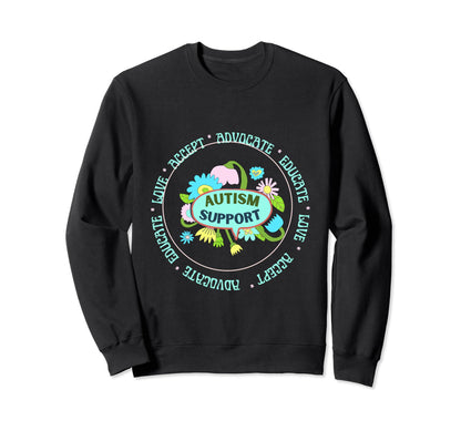 Autism Support Boho Colors And Sweatshirt - Minimalist Print Unisex - T-Shirt, Sweatshirt, Hoodie