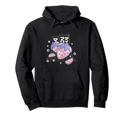Strawberry Japanese Letters Hoodie - Fun Novelty Design for Adults - T-Shirt, Sweatshirt, Hoodie