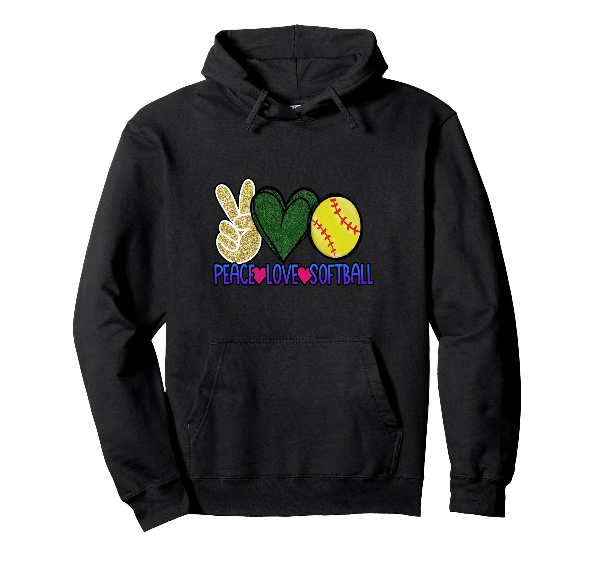 Softball Mom Peace Love Softball Hoodie - Casual Everyday Wear for Adults - T-Shirt, Sweatshirt, Hoodie