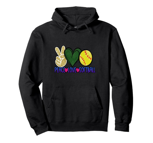 Softball Mom Peace Love Softball Hoodie - Casual Everyday Wear for Adults - T-Shirt, Sweatshirt, Hoodie