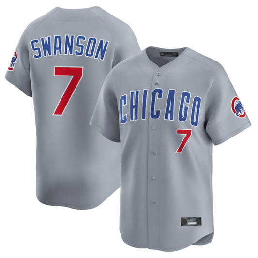 #7 Dansby Swanson Player C.Cubs Gray Road Limited Game Baseball Jerseys baseball jersey product view 1