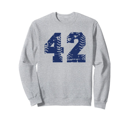 Number 42 Baseball Softball Blue Sweatshirt - Novelty Apparel Men Women - T-Shirt, Sweatshirt, Hoodie