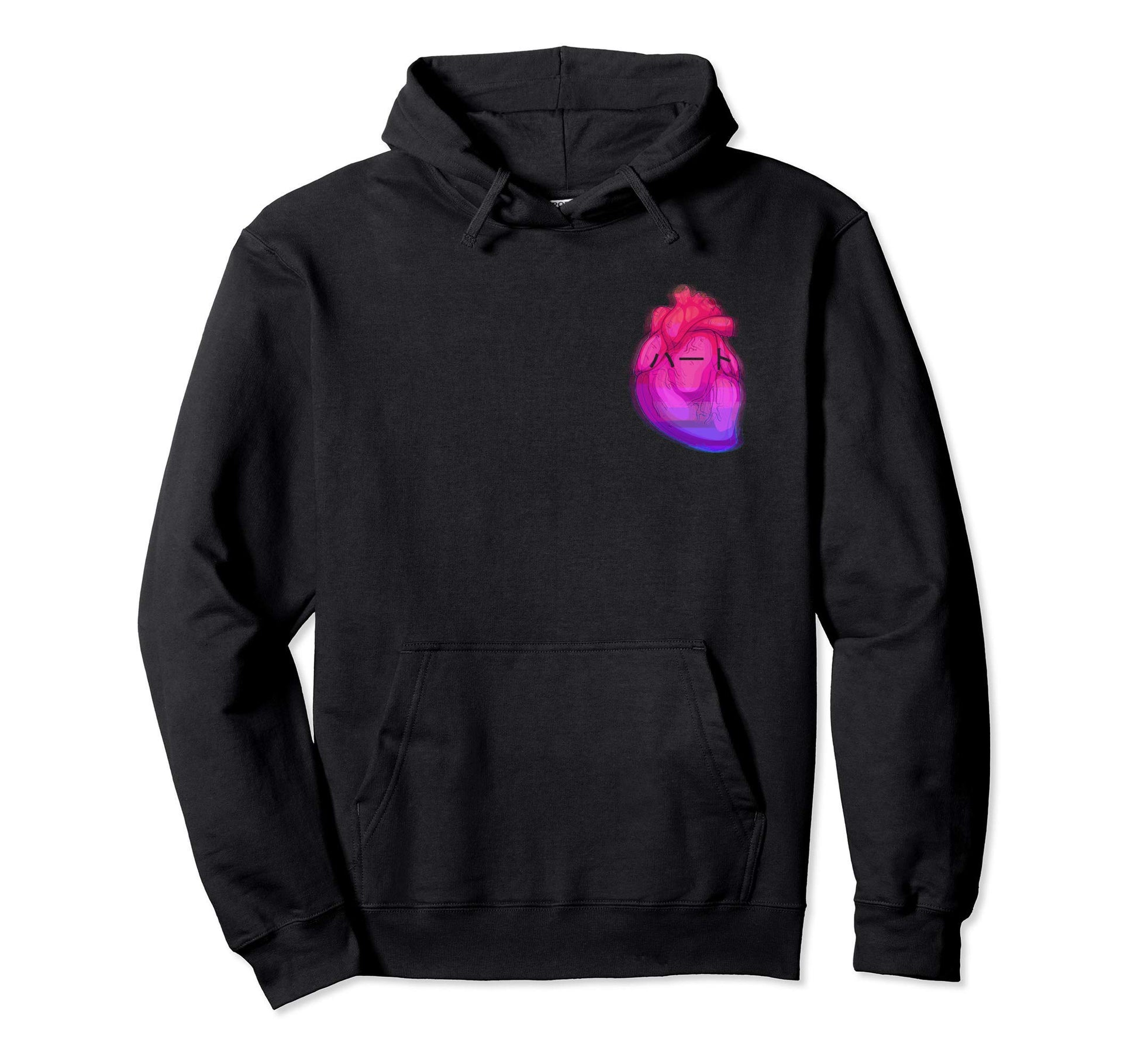 Aesthetic Vaporwave Heart Japanese Text Hoodie - Novelty Apparel Unisex - T-Shirt, Sweatshirt, Hoodie