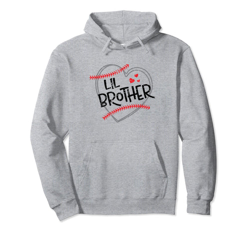 Lil Brother Baseball Heart Funny Sporty Hoodie - Trendy Graphic for Adults - T-Shirt, Sweatshirt, Hoodie