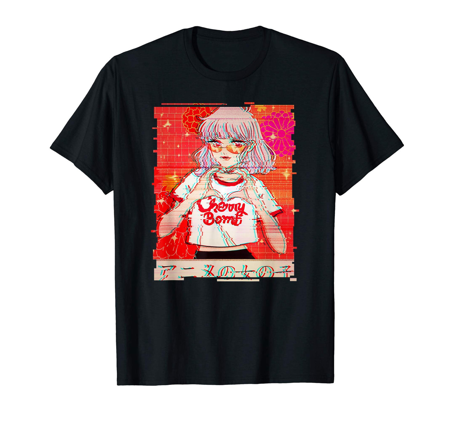 Glitch Anime Shirts Aesthetic Vaporwave T-Shirt - Custom Art Print Unisex - T-Shirt, Sweatshirt, Hoodie