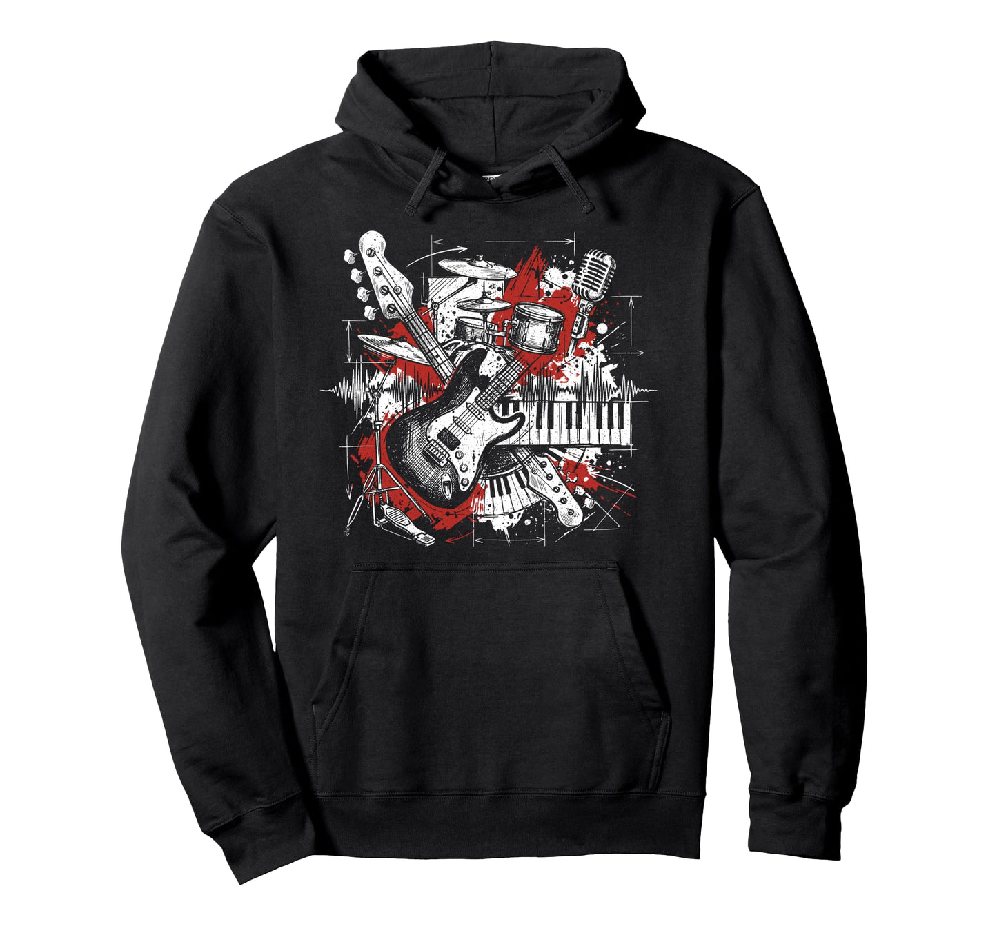 Rock Band Instruments Rock And Roll Hoodie - Streetwear Style for Adults - T-Shirt, Sweatshirt, Hoodie