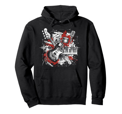 Rock Band Instruments Rock And Roll Hoodie - Streetwear Style for Adults - T-Shirt, Sweatshirt, Hoodie