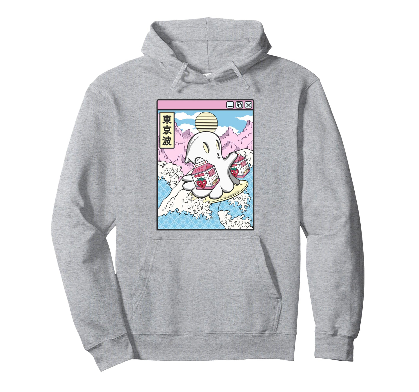 Surfing Ghost Strawberry Milk Hoodie - Casual Everyday Wear Unisex - T-Shirt, Sweatshirt, Hoodie
