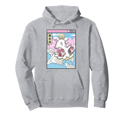 Surfing Ghost Strawberry Milk Hoodie - Casual Everyday Wear Unisex - T-Shirt, Sweatshirt, Hoodie