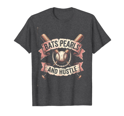 Bats Pearls And Hustle Baseball T-Shirt - Unique Graphic Men Women - T-Shirt, Sweatshirt, Hoodie