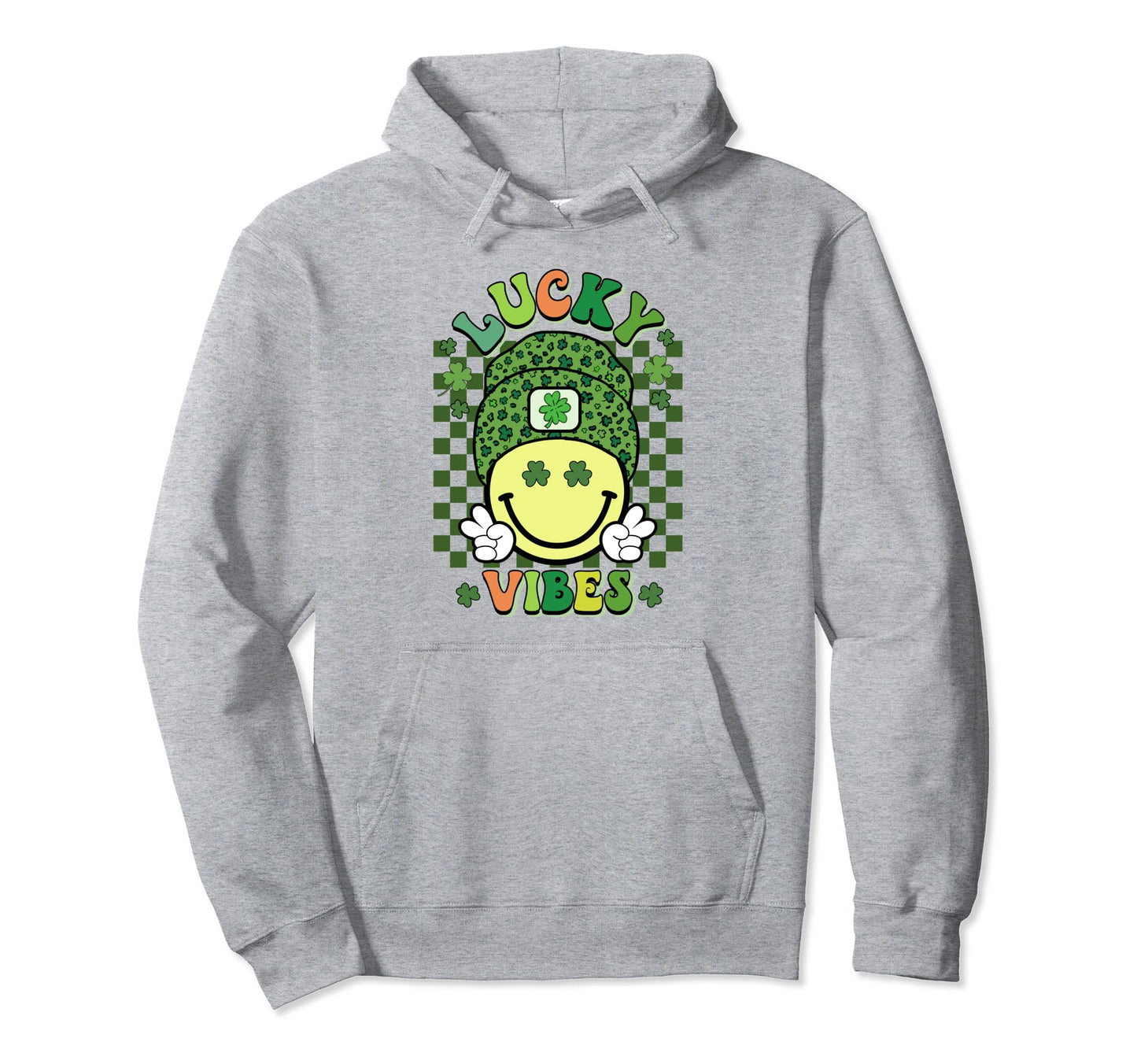 St Patricks Day Boho Groovy Smile Face Lucky Hoodie - Graphic Print Unisex - T-Shirt, Sweatshirt, Hoodie