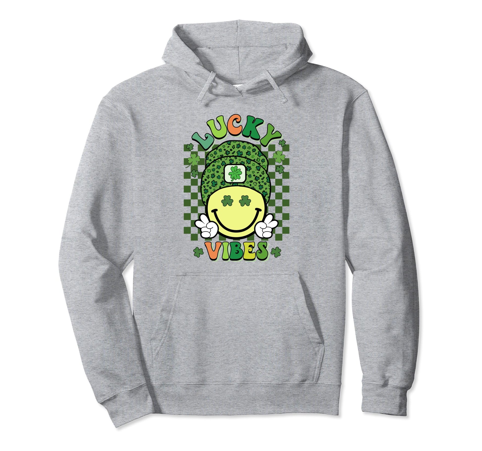 St Patricks Day Boho Groovy Smile Face Lucky Hoodie - Graphic Print Unisex - T-Shirt, Sweatshirt, Hoodie