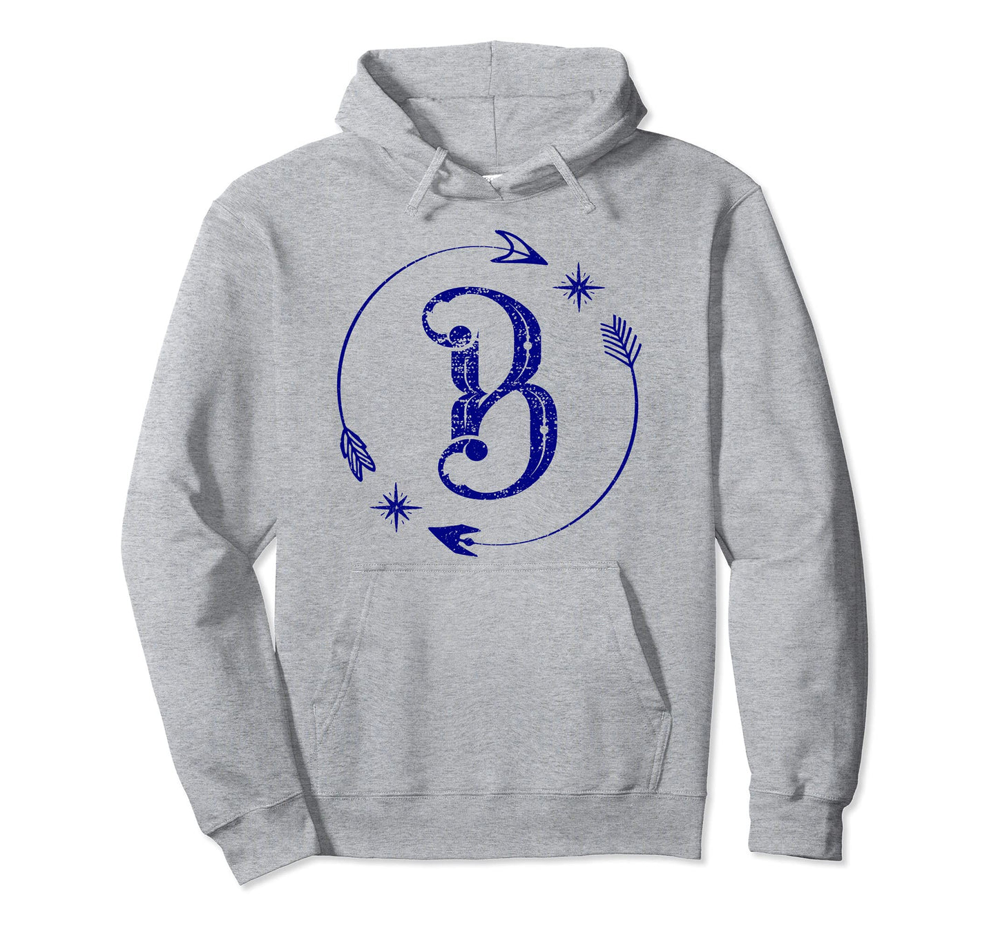 Initial B Monogram Boho Name Letter B Hoodie - Novelty Apparel for Adults - T-Shirt, Sweatshirt, Hoodie