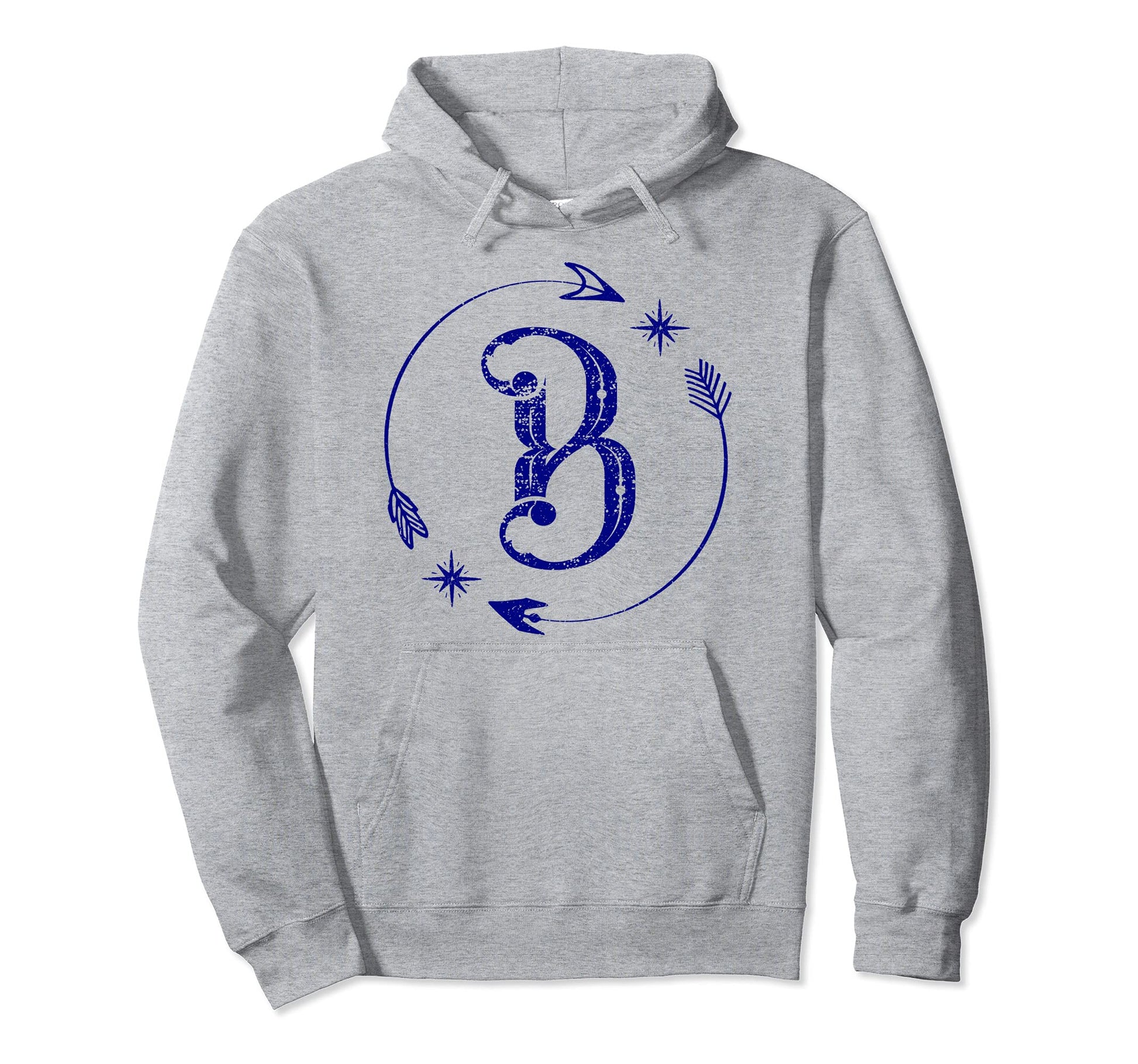 Initial B Monogram Boho Name Letter B Hoodie - Novelty Apparel for Adults - T-Shirt, Sweatshirt, Hoodie