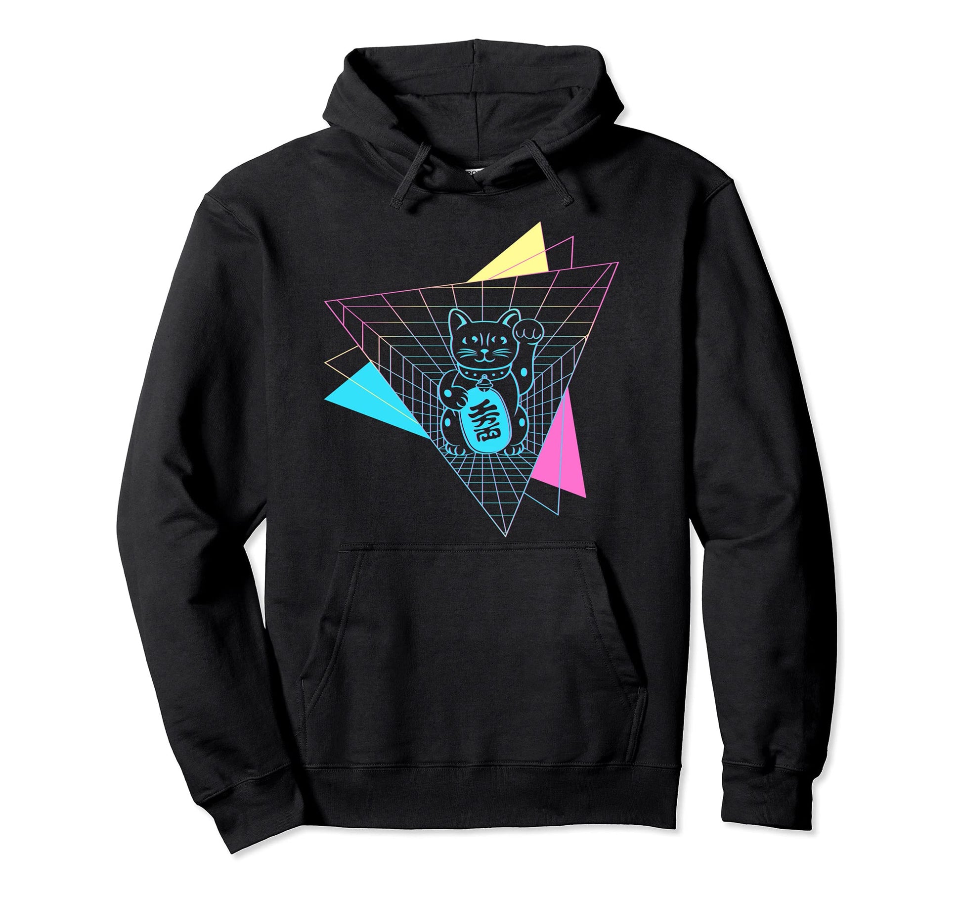 Japanese Maneki Neko Cat Japan Aesthetic Hoodie - Unique Graphic Men Women - T-Shirt, Sweatshirt, Hoodie