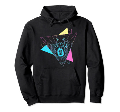 Japanese Maneki Neko Cat Japan Aesthetic Hoodie - Unique Graphic Men Women - T-Shirt, Sweatshirt, Hoodie