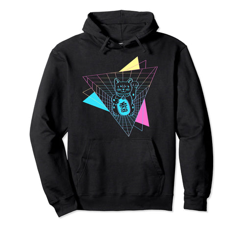 Japanese Maneki Neko Cat Japan Aesthetic Hoodie - Unique Graphic Men Women - T-Shirt, Sweatshirt, Hoodie