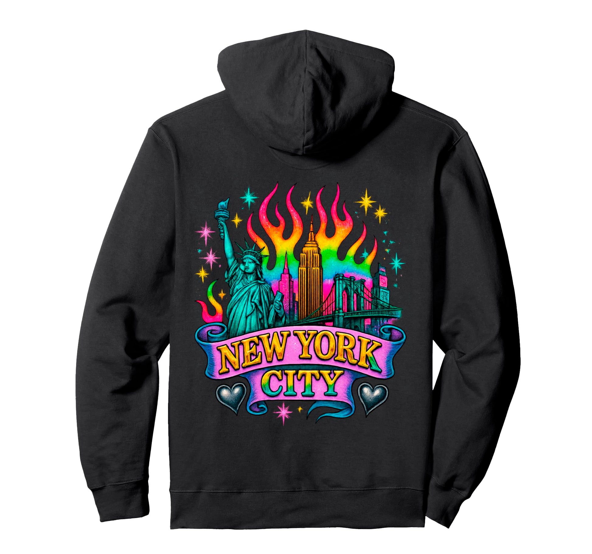 New York City Rainbow Tattoo Art Nyc Hoodie - Custom Art Print Men Women - T-Shirt, Sweatshirt, Hoodie