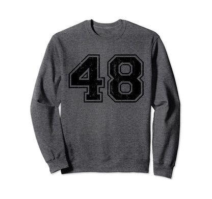 Number 48 Varsity Distressed Sweatshirt - Casual Everyday Wear for Adults - T-Shirt, Sweatshirt, Hoodie