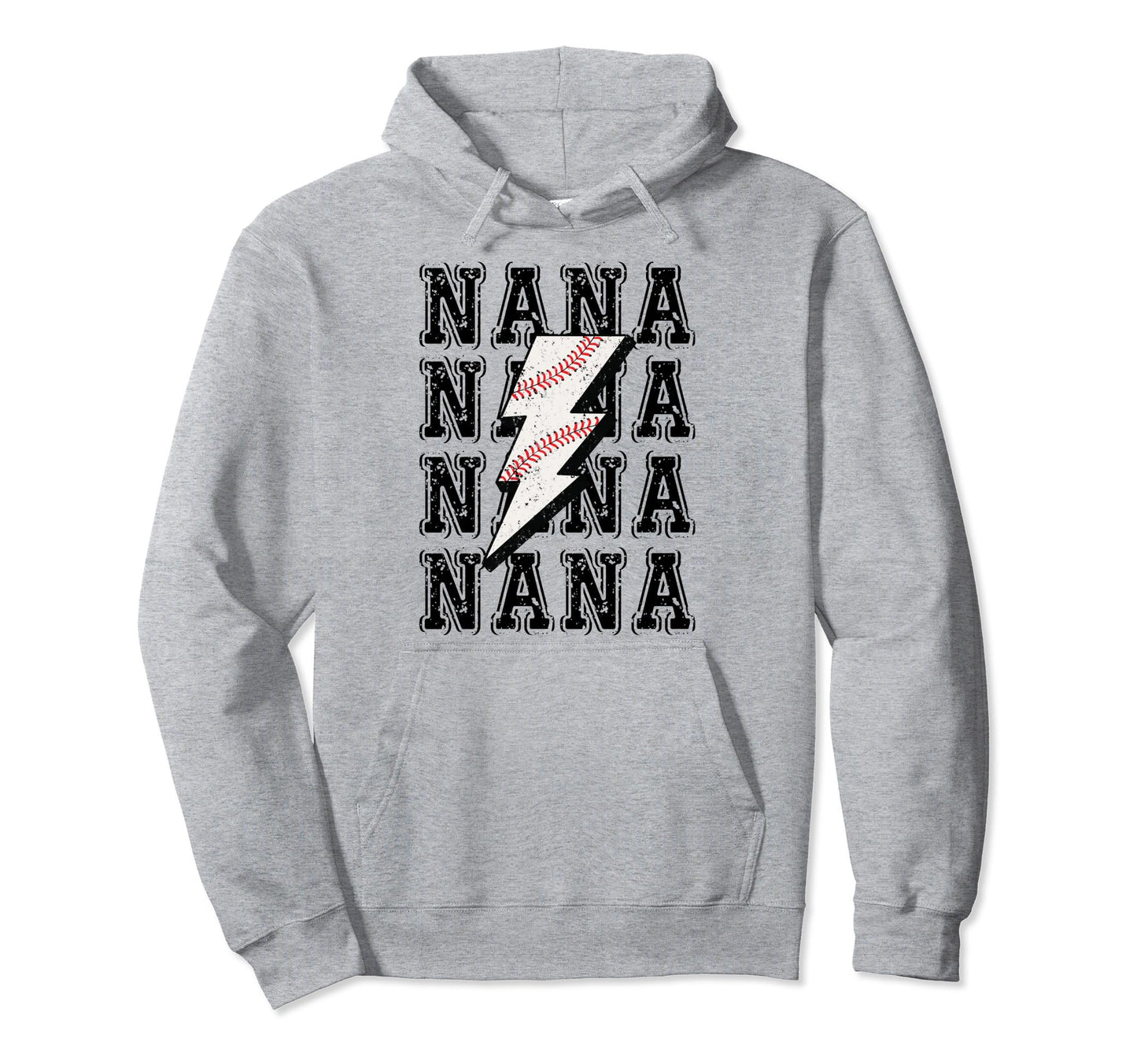 Baseball Nana Lightning Bolt Hoodie - Unique Graphic Men Women - T-Shirt, Sweatshirt, Hoodie