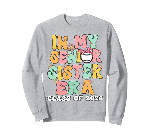My Senior Sister Era Groovy Baseball Sweatshirt - Graphic Print for Adults - T-Shirt, Sweatshirt, Hoodie