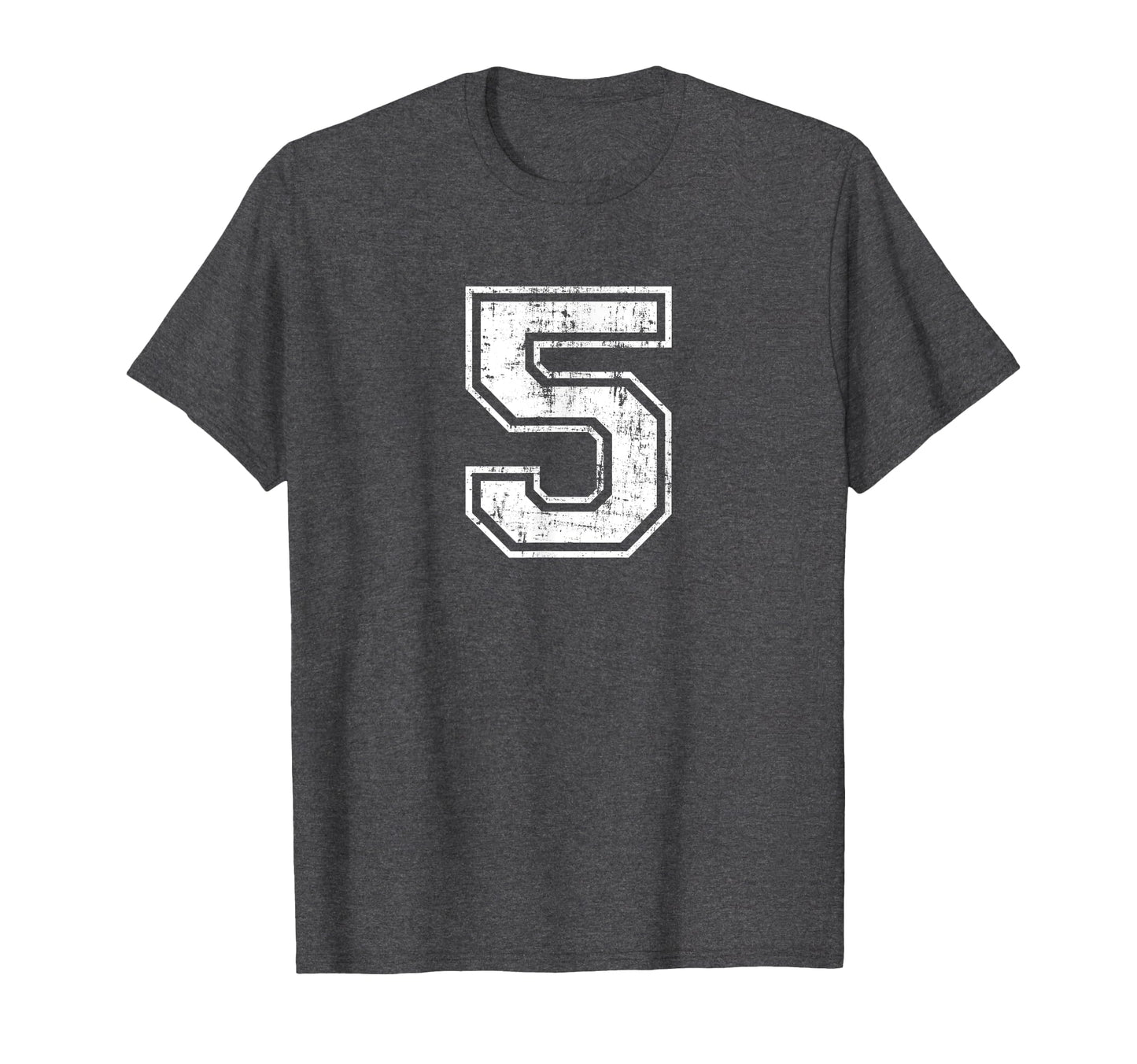 Number 5 Five Varsity Distressed T-Shirt - Custom Art Print for Adults - T-Shirt, Sweatshirt, Hoodie