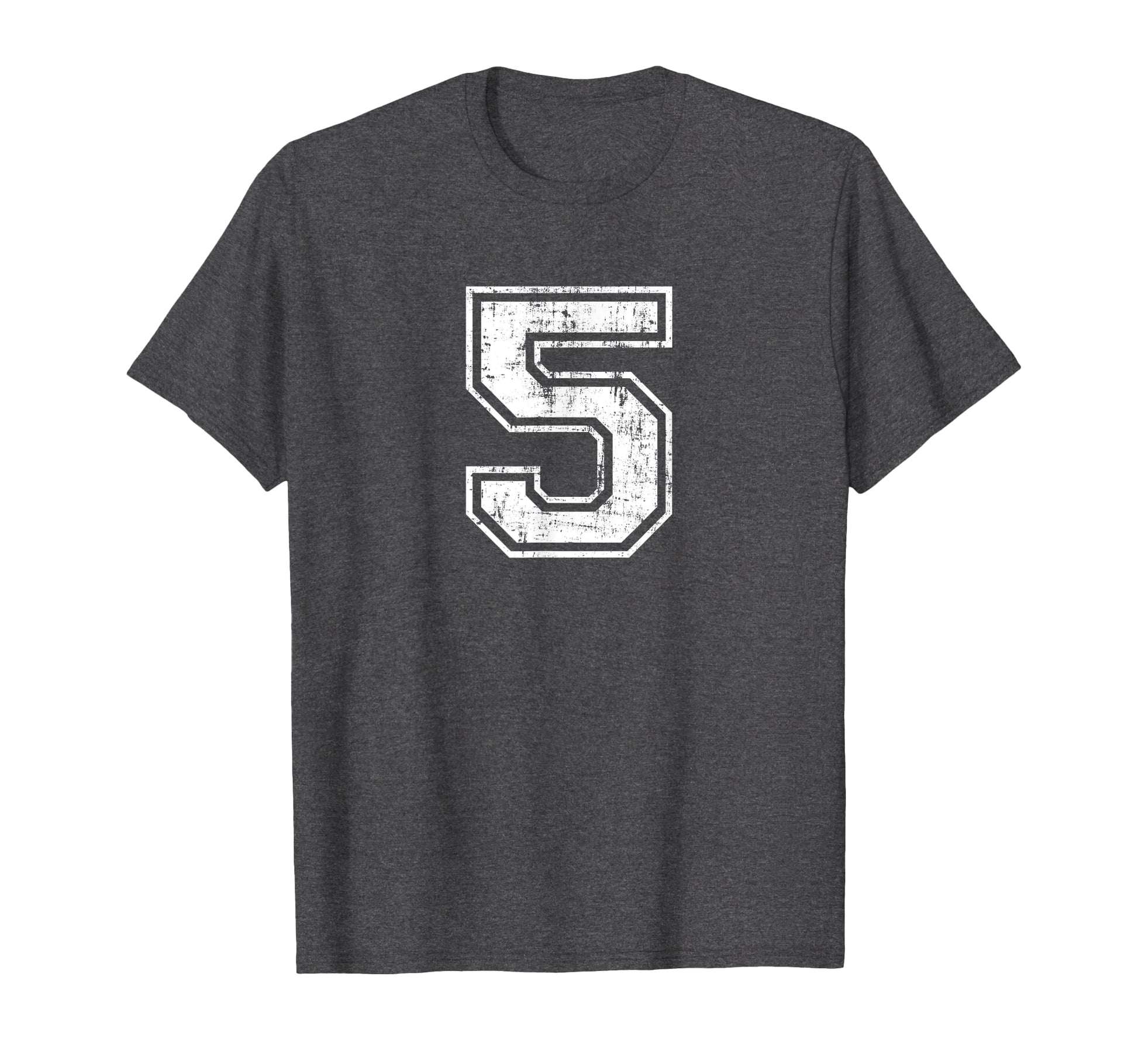 Number 5 Five Varsity Distressed T-Shirt - Custom Art Print for Adults - T-Shirt, Sweatshirt, Hoodie