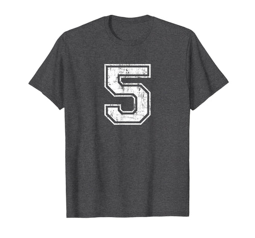 Number 5 Five Varsity Distressed T-Shirt - Custom Art Print for Adults - T-Shirt, Sweatshirt, Hoodie