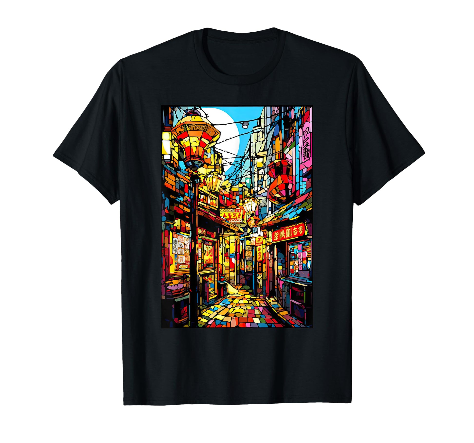 Osaka City Pop Stained Glass T-Shirt - Aesthetic Graphic for Adults - T-Shirt, Sweatshirt, Hoodie