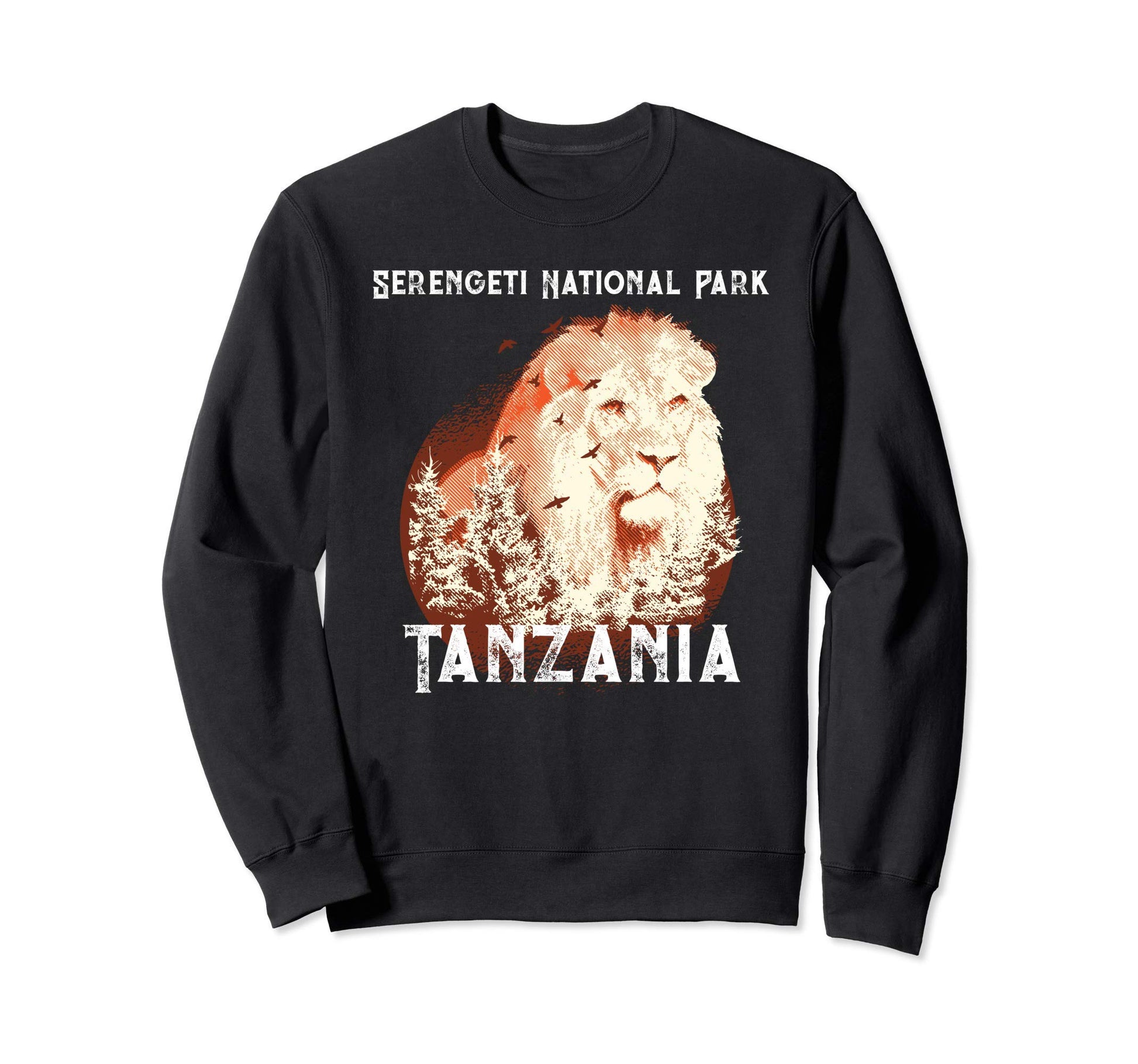 Sunset Safari Lion Serengeti Sweatshirt - Minimalist Print for Adults - T-Shirt, Sweatshirt, Hoodie