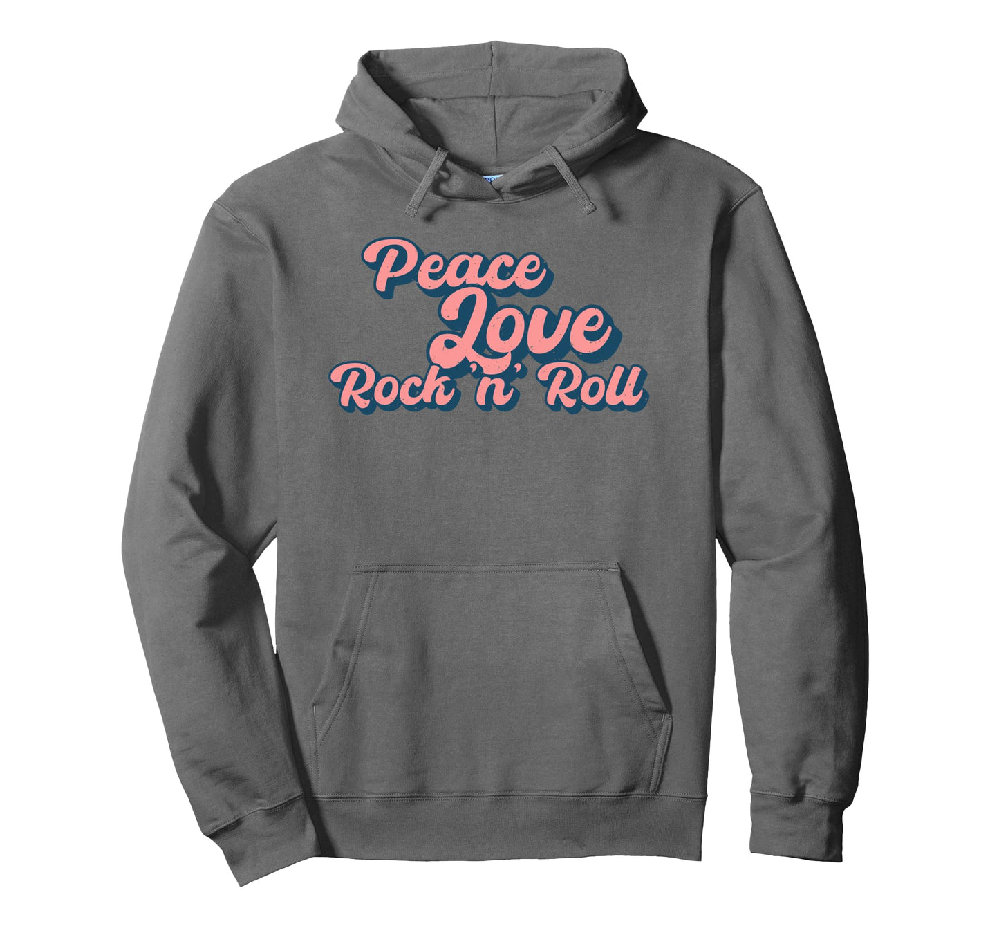 Peace Love Rock And Roll Sign Music Hoodie - Novelty Apparel for Adults - T-Shirt, Sweatshirt, Hoodie
