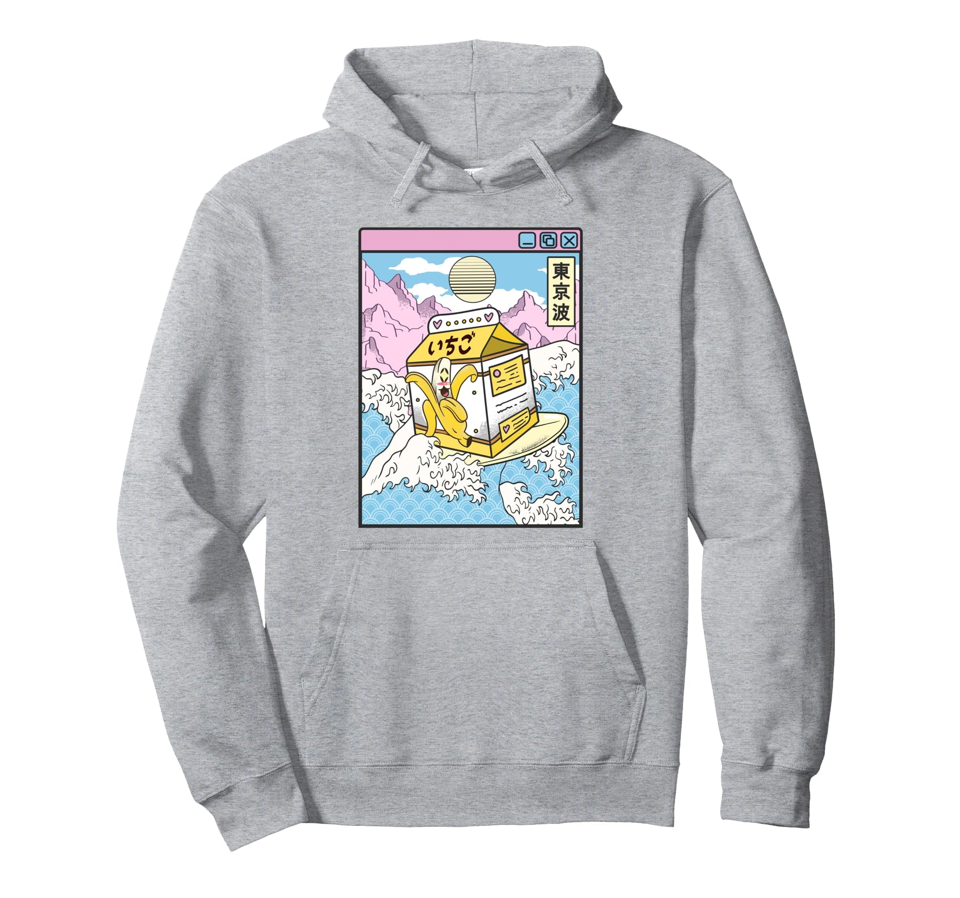 Surfing Banana Milk Japan Waves Anime Hoodie - Minimalist Print Men Women - T-Shirt, Sweatshirt, Hoodie