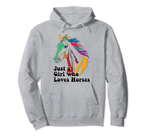 Just Who Loves Horses Distressed Art Hoodie - Unique Graphic Unisex - T-Shirt, Sweatshirt, Hoodie