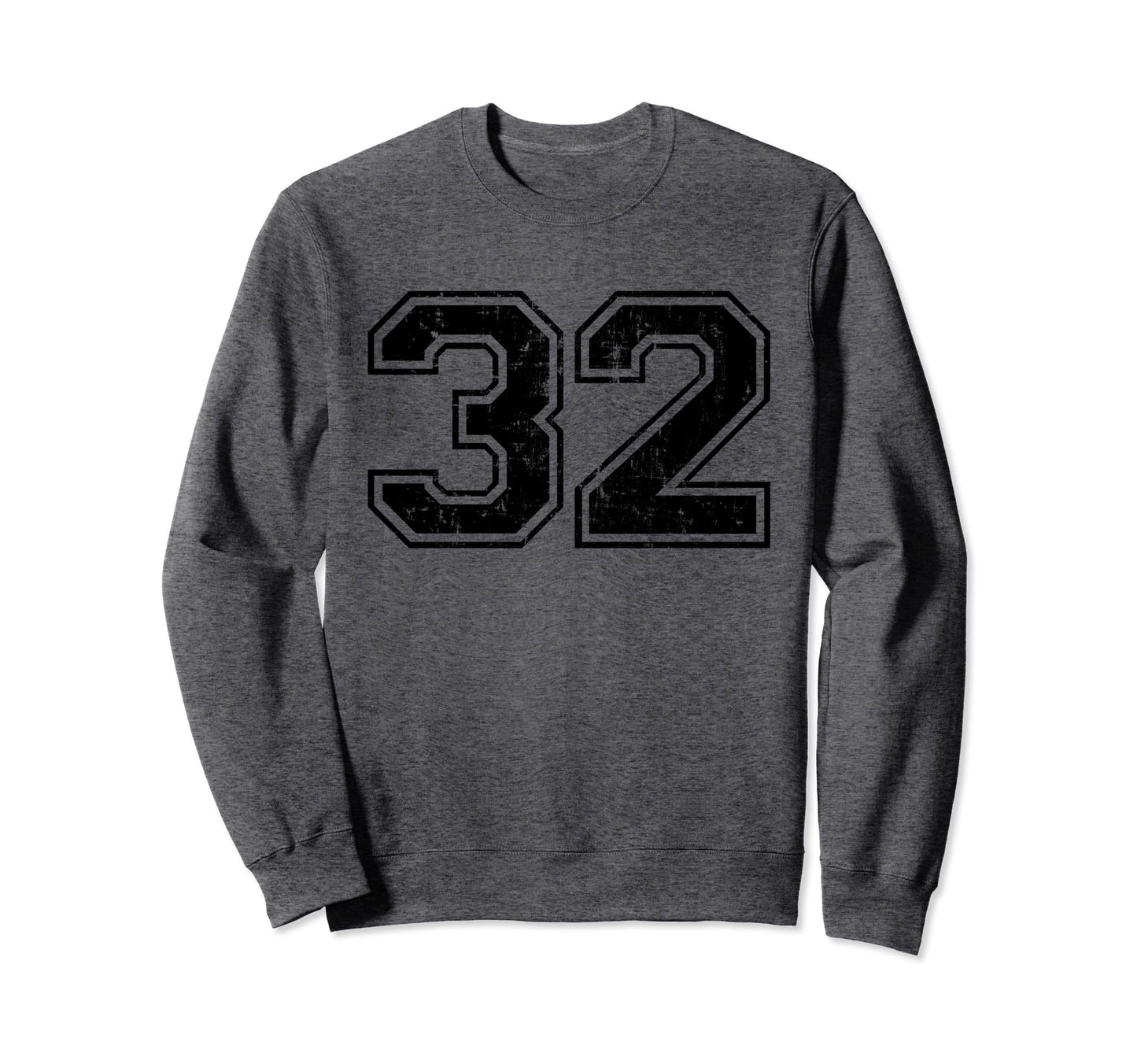 Number 32 Varsity Distressed Sweatshirt - Streetwear Style for Adults - T-Shirt, Sweatshirt, Hoodie