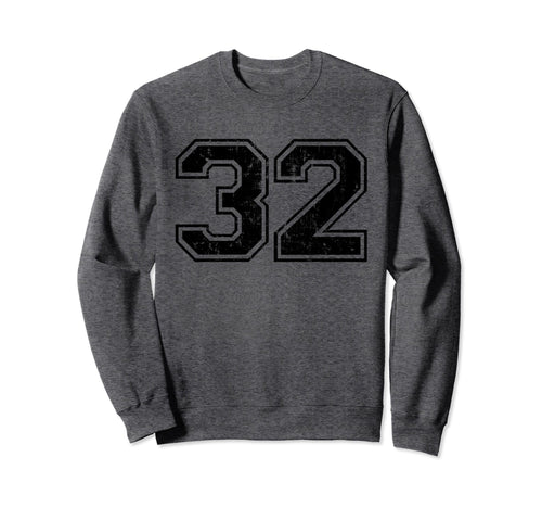 Number 32 Varsity Distressed Sweatshirt - Streetwear Style for Adults - T-Shirt, Sweatshirt, Hoodie