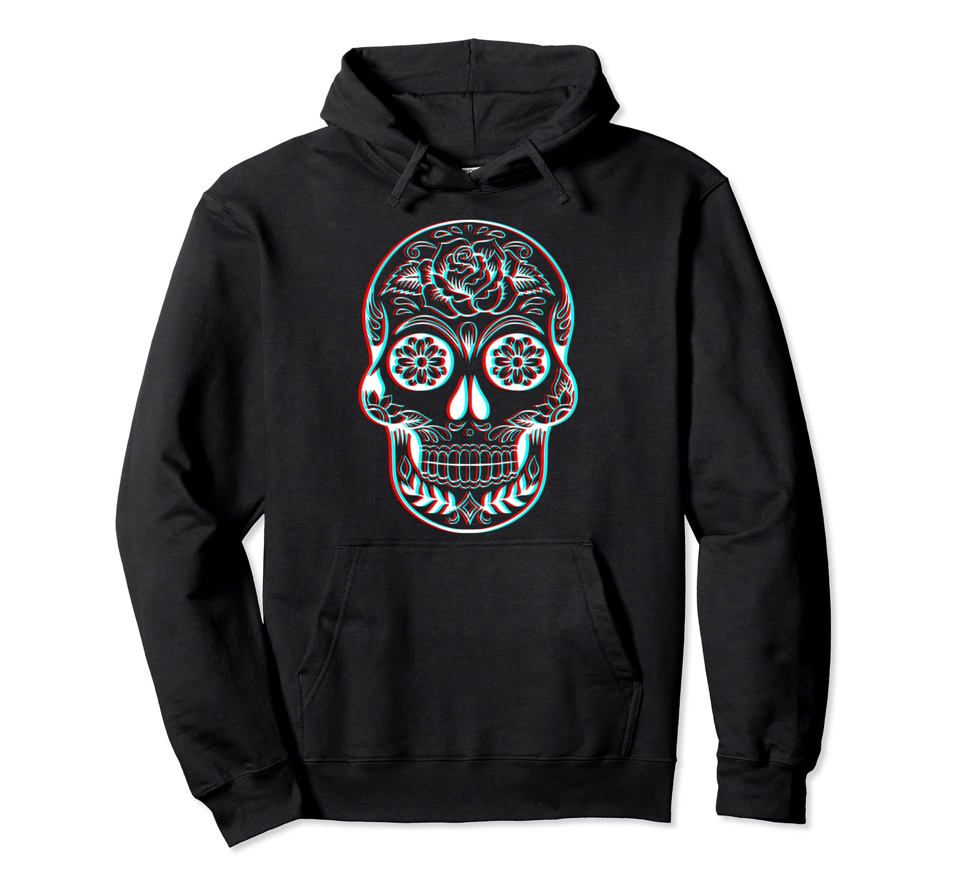 Mexican Skull Glitch Vaporwave Hoodie - Trendy Graphic for Adults - T-Shirt, Sweatshirt, Hoodie