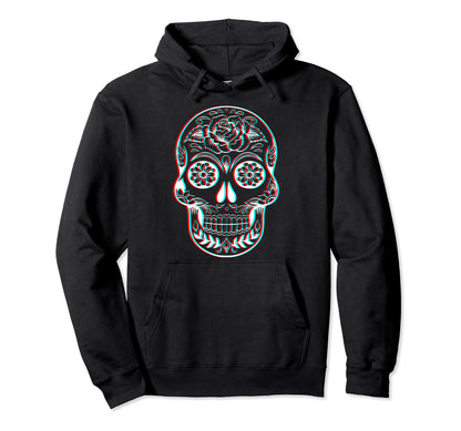 Mexican Skull Glitch Vaporwave Hoodie - Trendy Graphic for Adults - T-Shirt, Sweatshirt, Hoodie