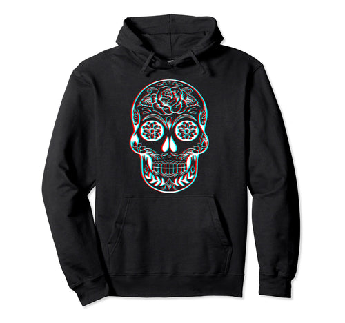 Mexican Skull Glitch Vaporwave Hoodie - Trendy Graphic for Adults - T-Shirt, Sweatshirt, Hoodie