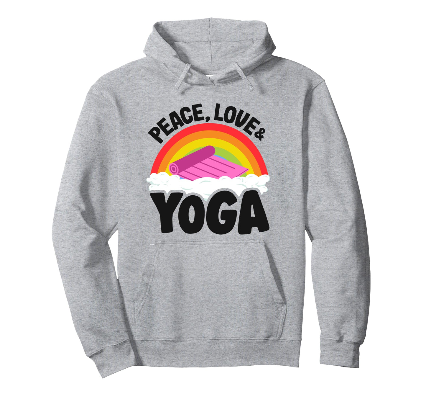 Peace Love Yoga Mat Rainbow Hippie Yoga Hoodie - Unique Graphic Men Women - T-Shirt, Sweatshirt, Hoodie