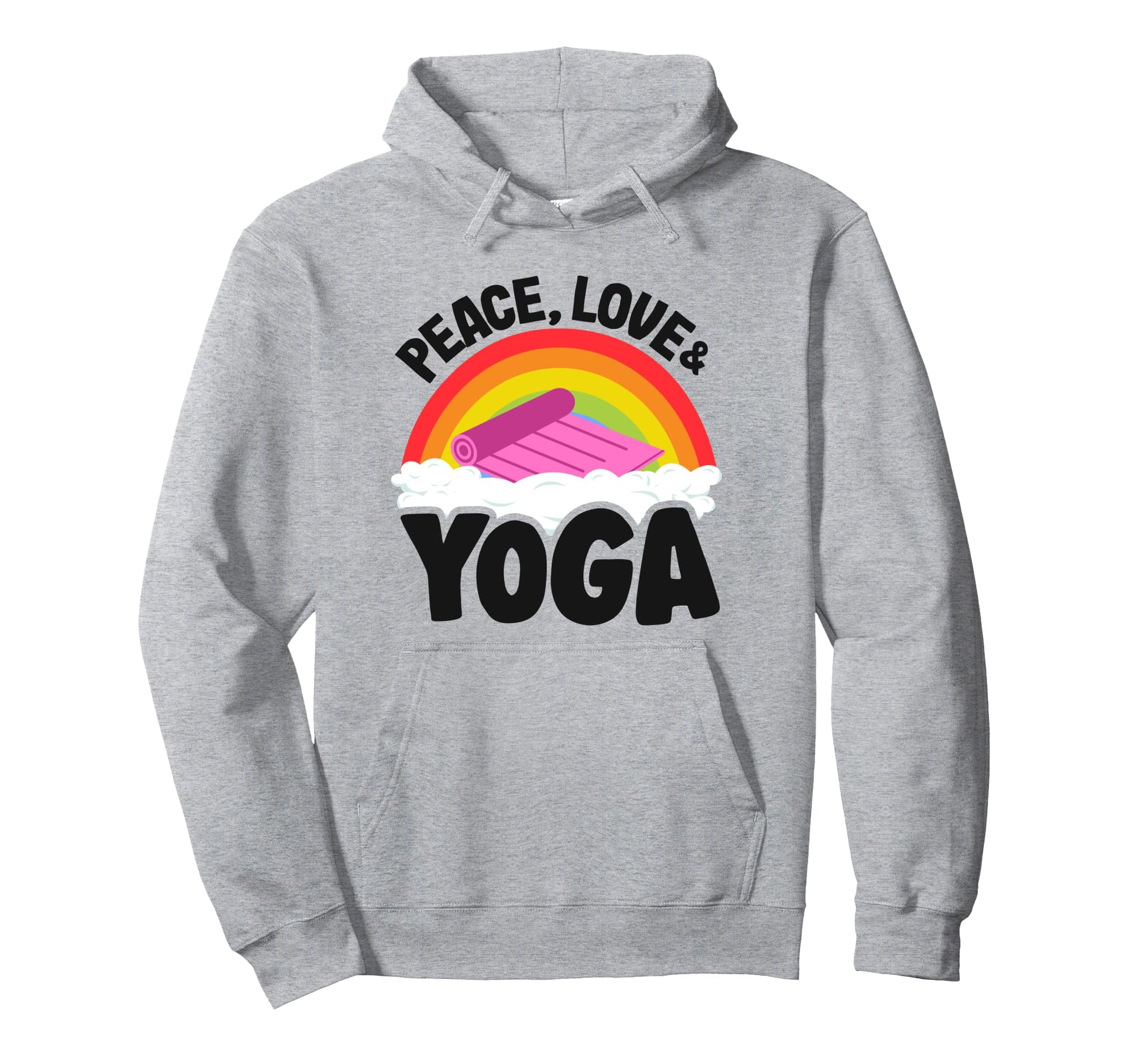 Peace Love Yoga Mat Rainbow Hippie Yoga Hoodie - Unique Graphic Men Women - T-Shirt, Sweatshirt, Hoodie