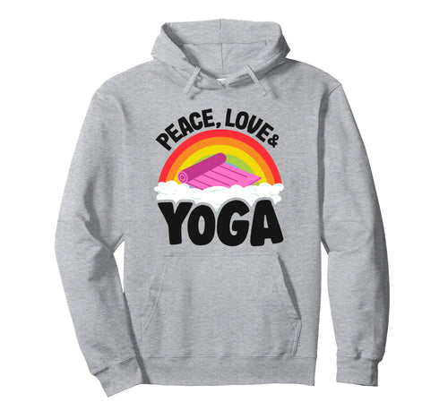 Peace Love Yoga Mat Rainbow Hippie Yoga Hoodie - Unique Graphic Men Women - T-Shirt, Sweatshirt, Hoodie