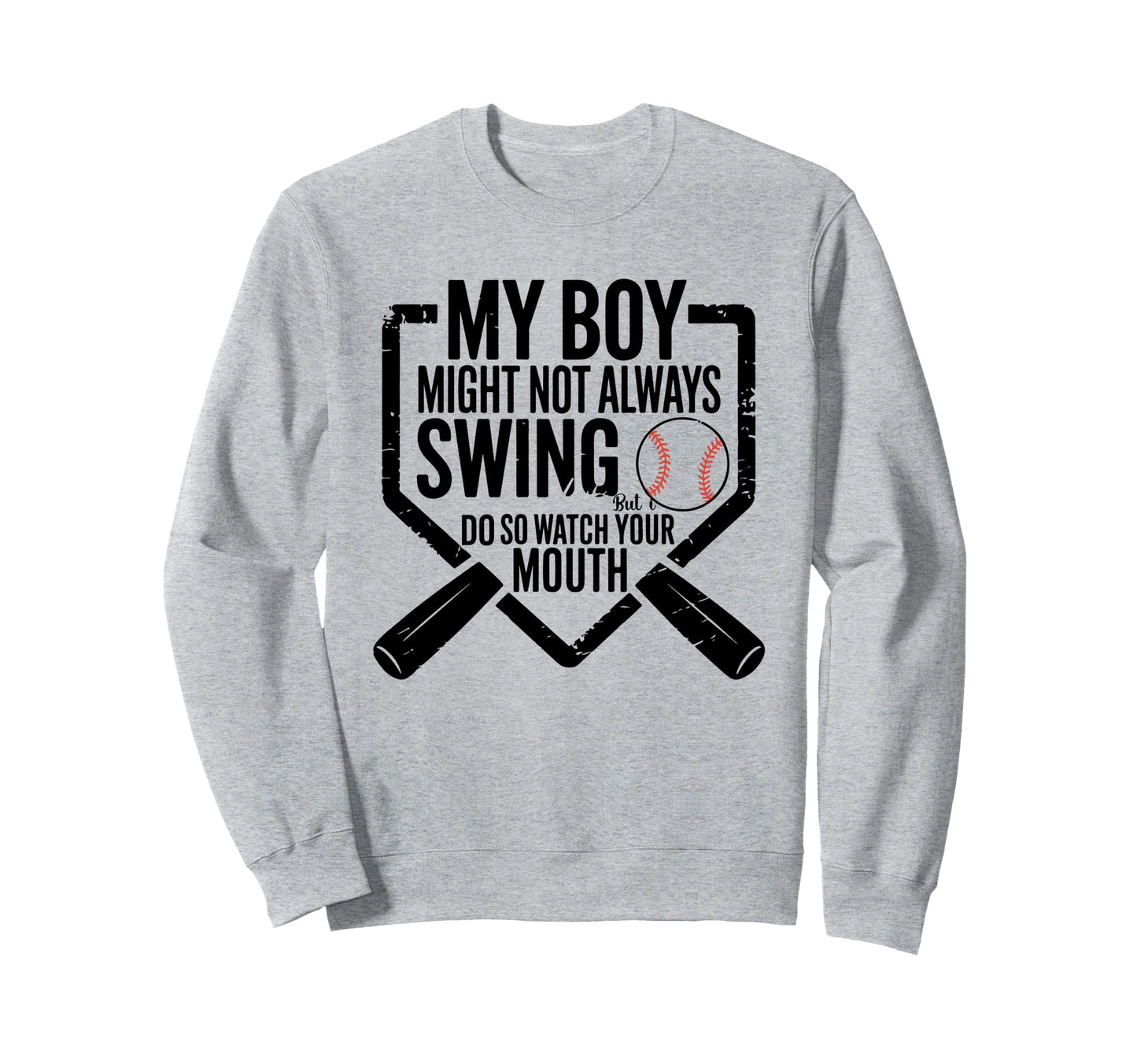 Funny Baseball Parent Swing Joke Sweatshirt - Fun Novelty Design for Adults - T-Shirt, Sweatshirt, Hoodie